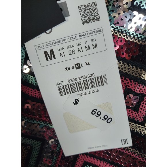 ZARA NYE SEQUIN BOHO SQUARE PATHWORK MINI DRESS - Picture 7 of 16